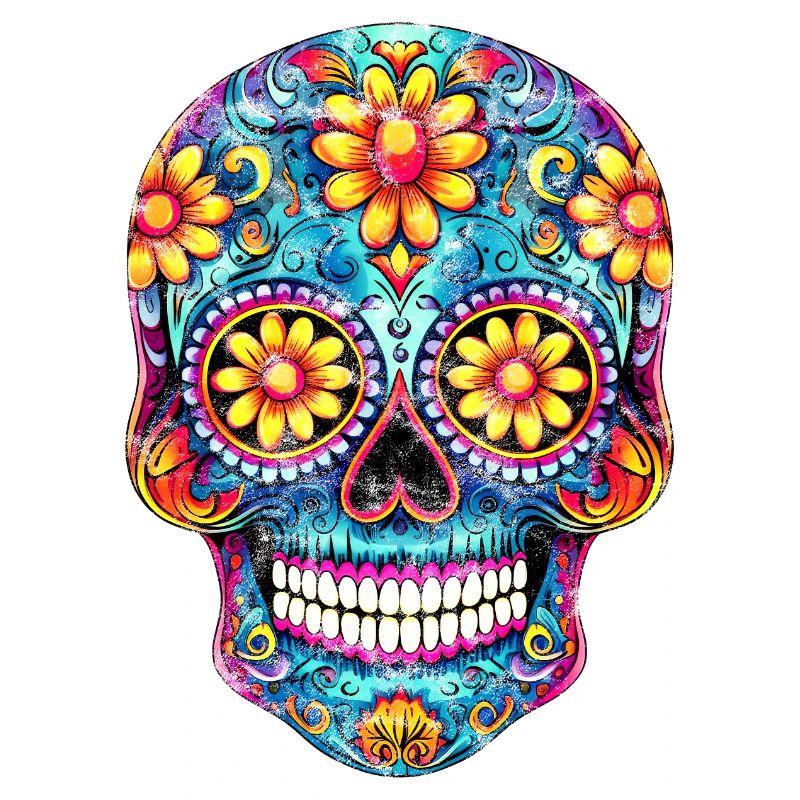 Crâne mexicain, fleurs, crâne, fleurs