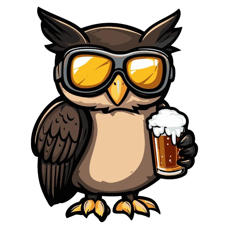 Eule Apres Ski Bier Comic