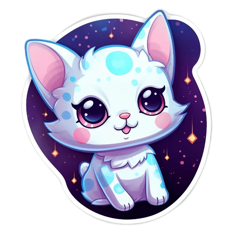 "Kitty Galaxy: Cute Cartoon Floating in Space"