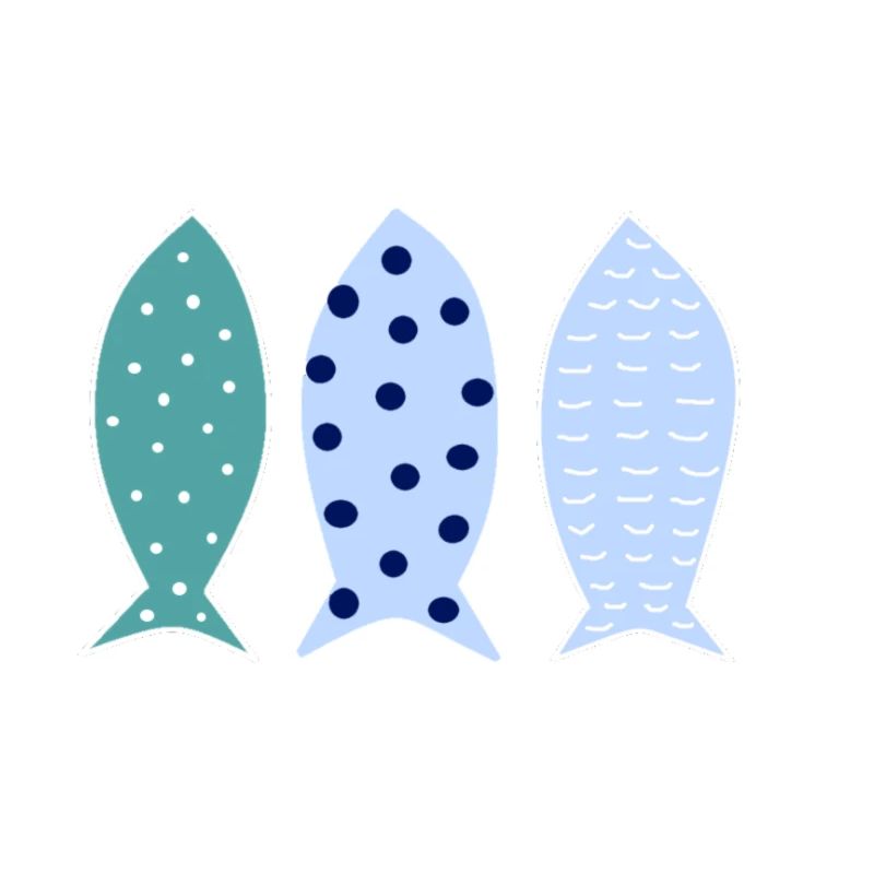 3 fish striped blue