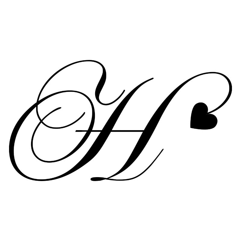 Buchstabe h Herz Kalligraphie