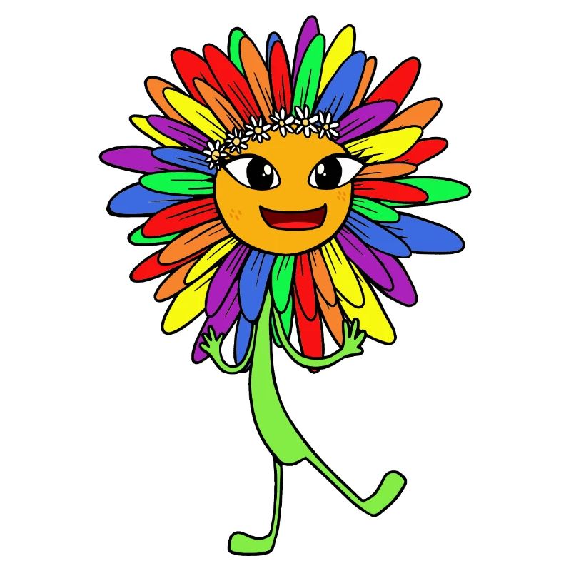 Sonnenblume Hippie Kind Kinder Blumen Regenbogen