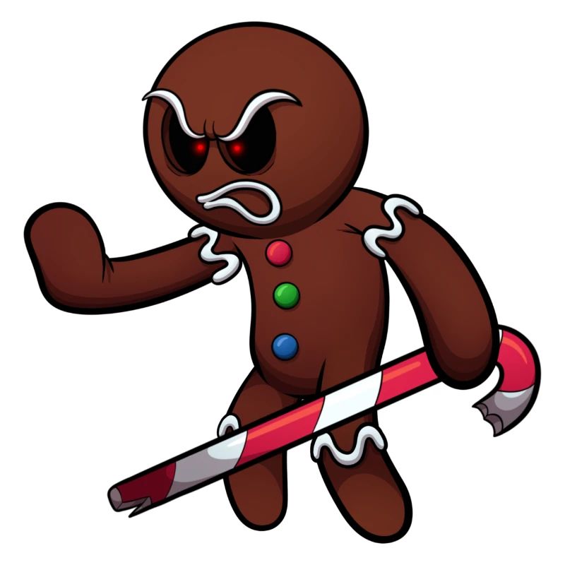 Evil Gingerbread Man Ready For Battle