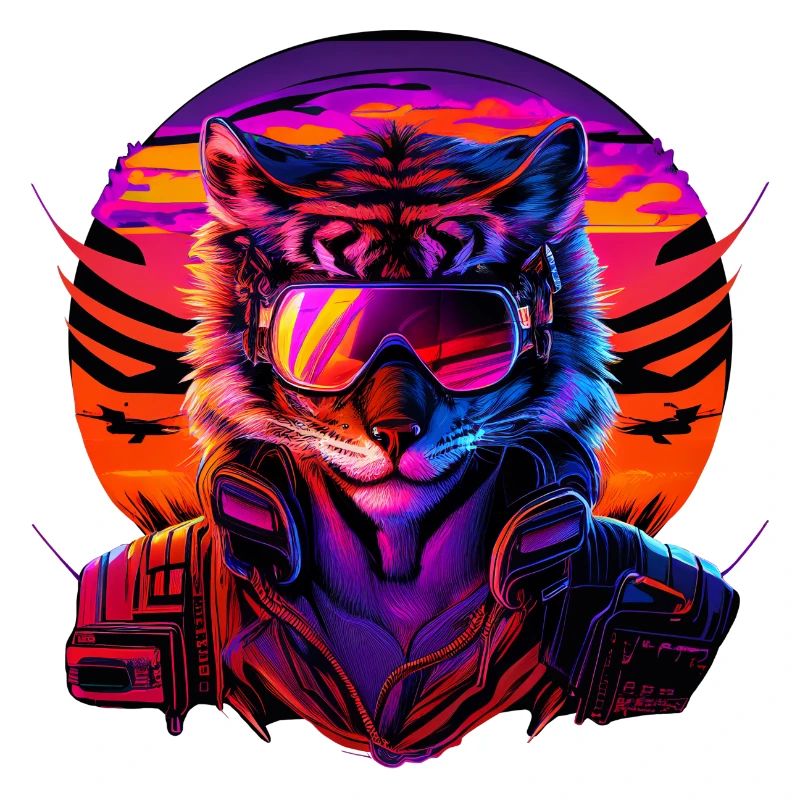 Retro Emblems - Animal - Pilot Tiger