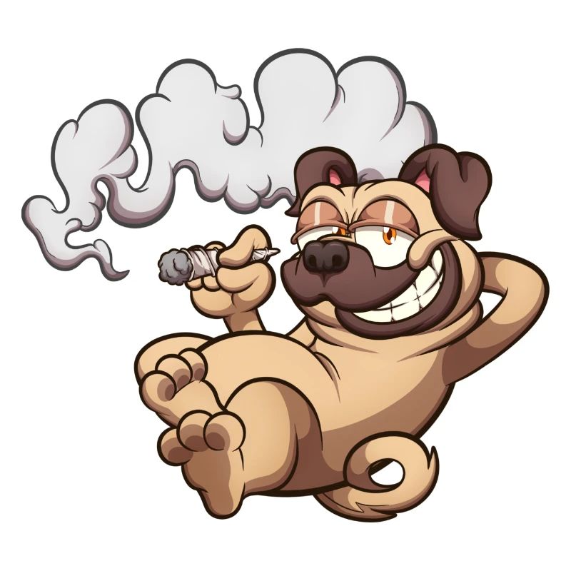 Mops raucht einen Joint