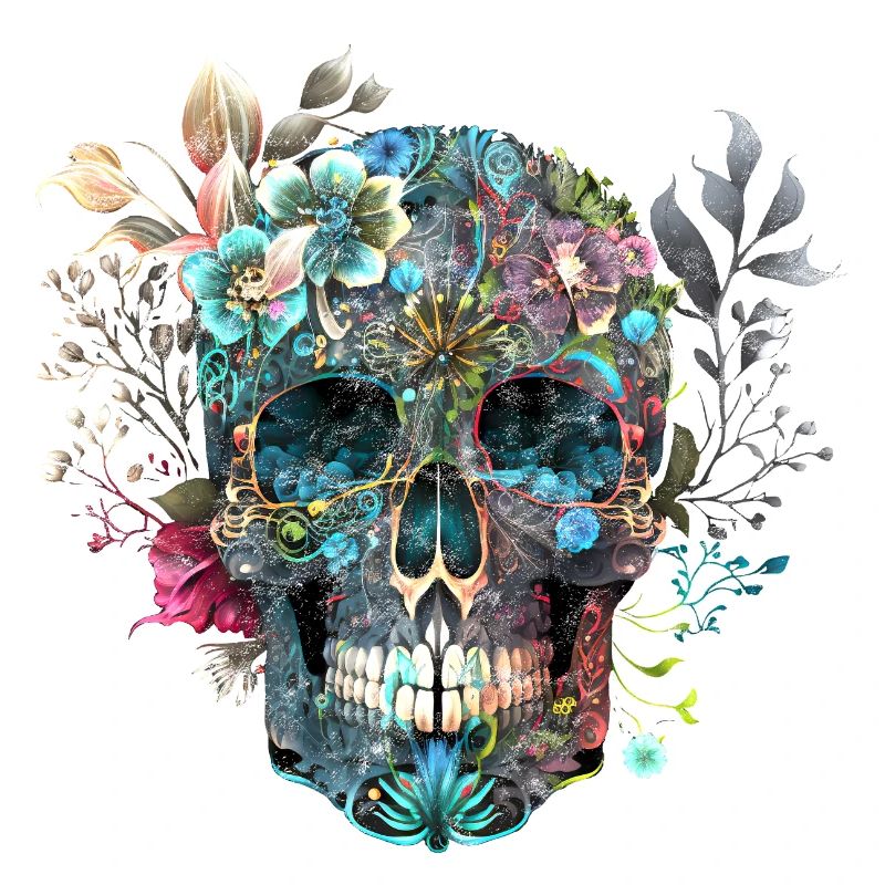 Crâne, fleurs, crâne, crâne mexicain
