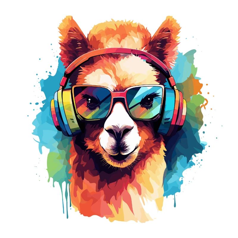 Funky Alpaka Rainbow-Art