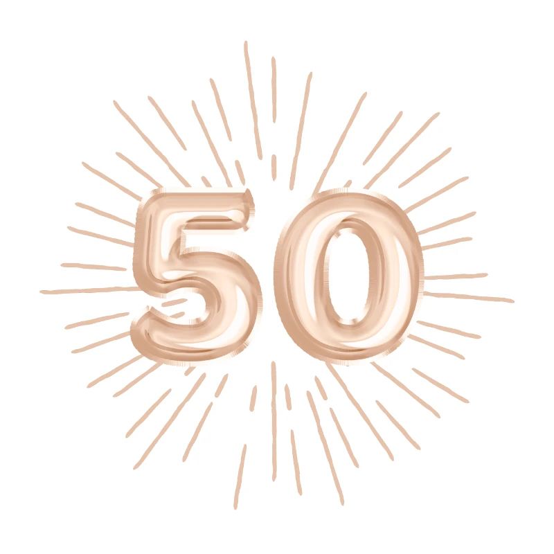 Number 50, gold, customizable