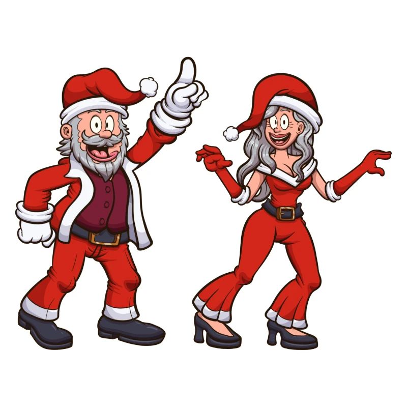 Père Noël dansant et mère Noël