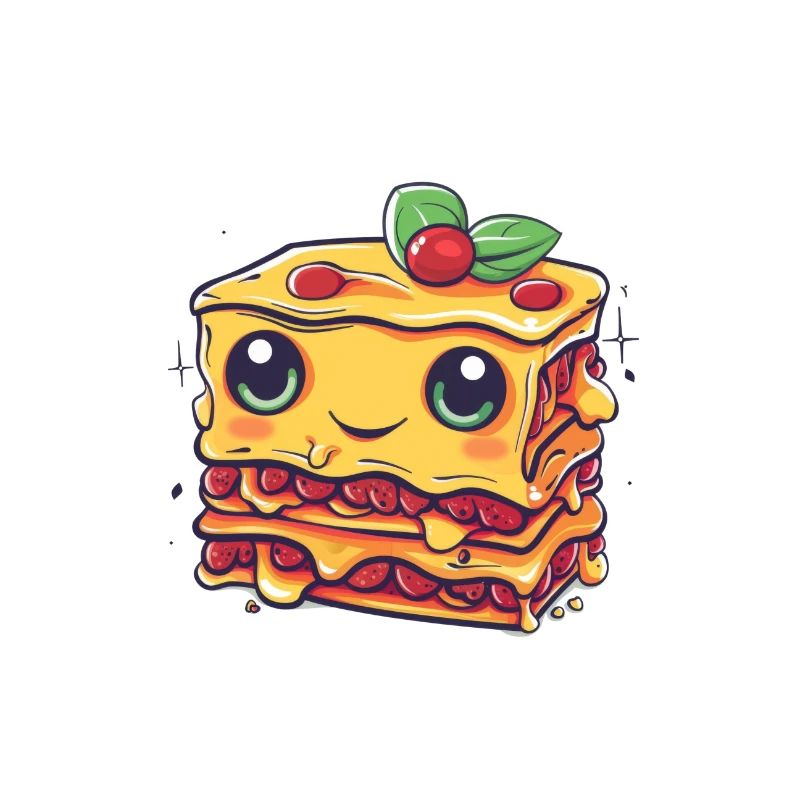 Lasagne colorée dans le style dessin animé