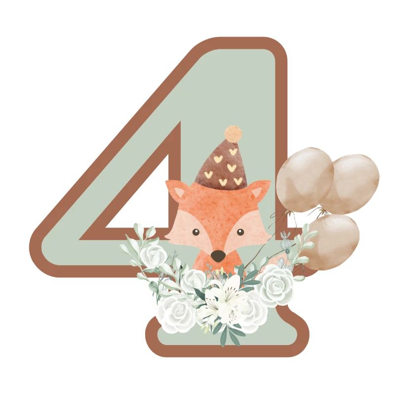 4e anniversaire renard fleurs