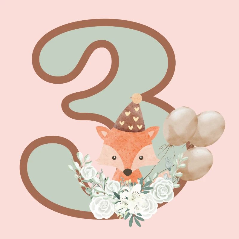 3rd Birthday Fox Flowers