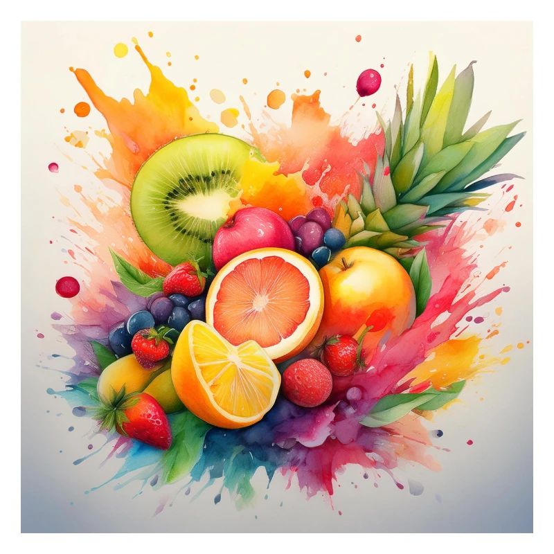 Vibrant Fruit Splash Art