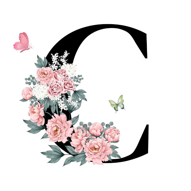 Buchstabe c rosa Blumen