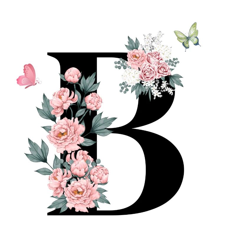 Buchstabe b rosa Blumen