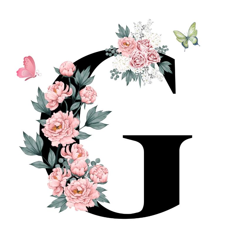 Buchstabe g rosa Blumen