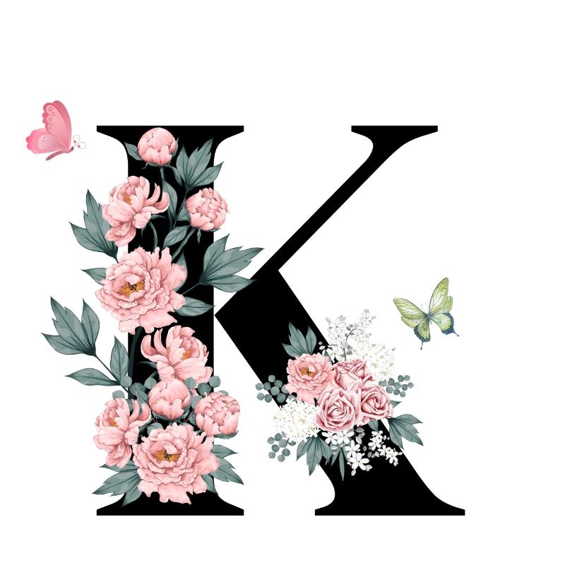 Buchstabe k rosa Blumen