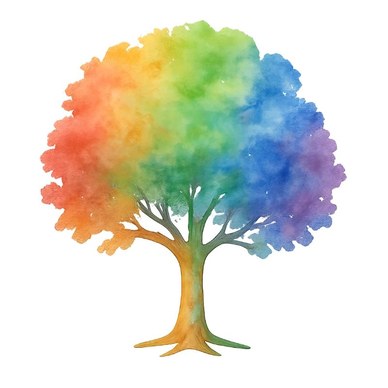 Rainbow Tree – Bunter Aquarell-Baum voller Leben u