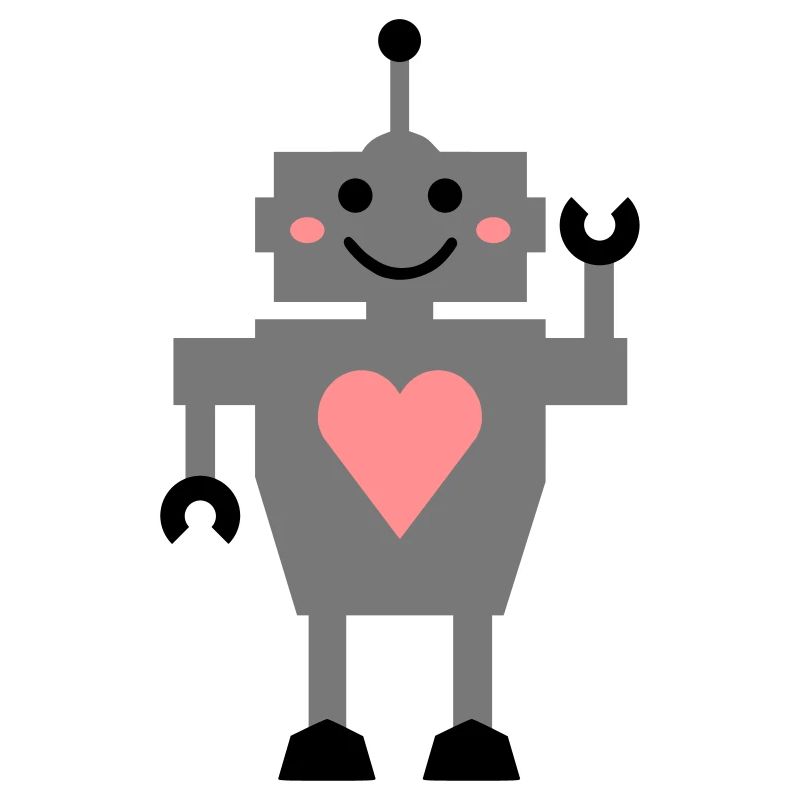 Winkender Roboter mit Antenne und Herz