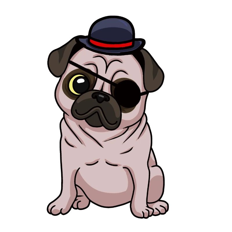 Fantasy Pug Dog Eye Patch Dogs Hat Child