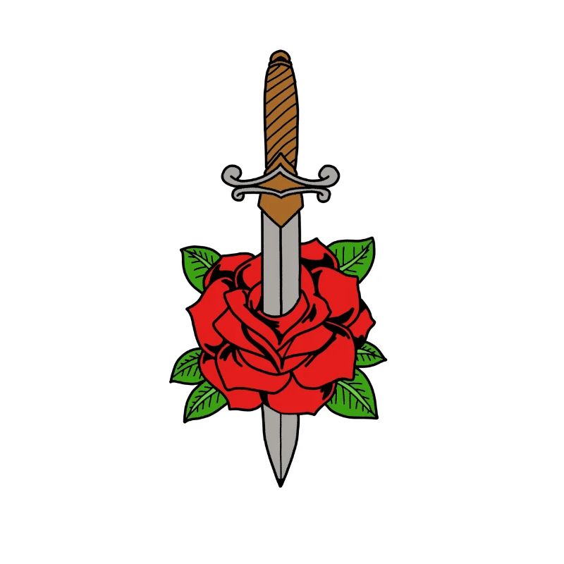 Dolch sticht durch eine Rose