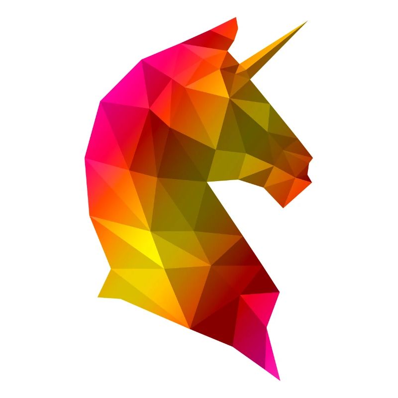 Einhorn Lowpoly Regenbogen 3D