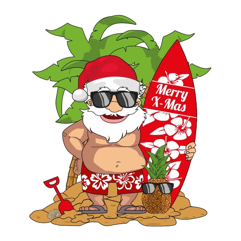 Santa surfing surfboard beach gift