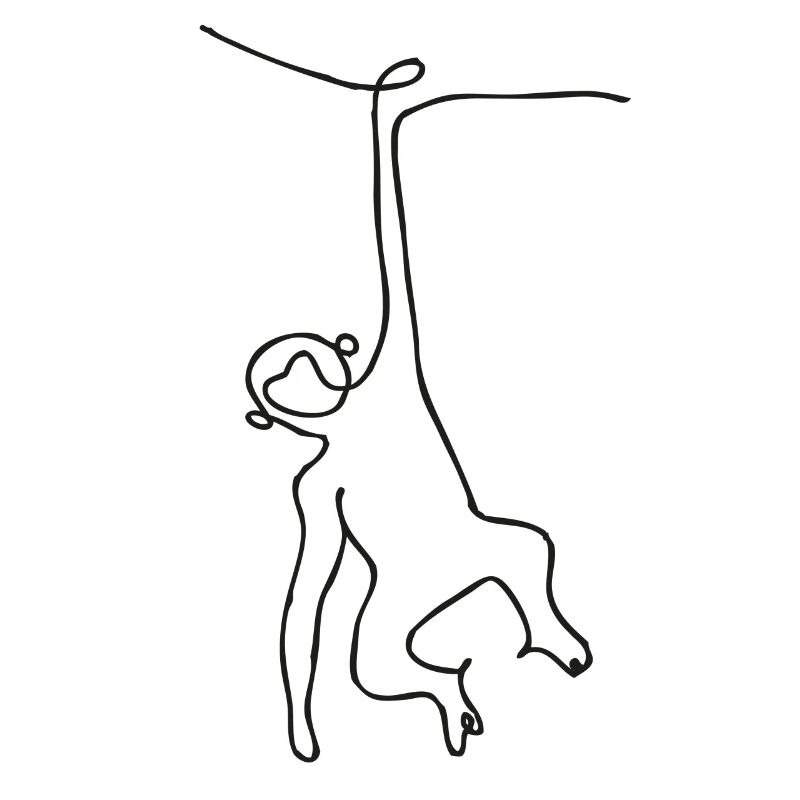 Monkey - Monkey - One-line drawing