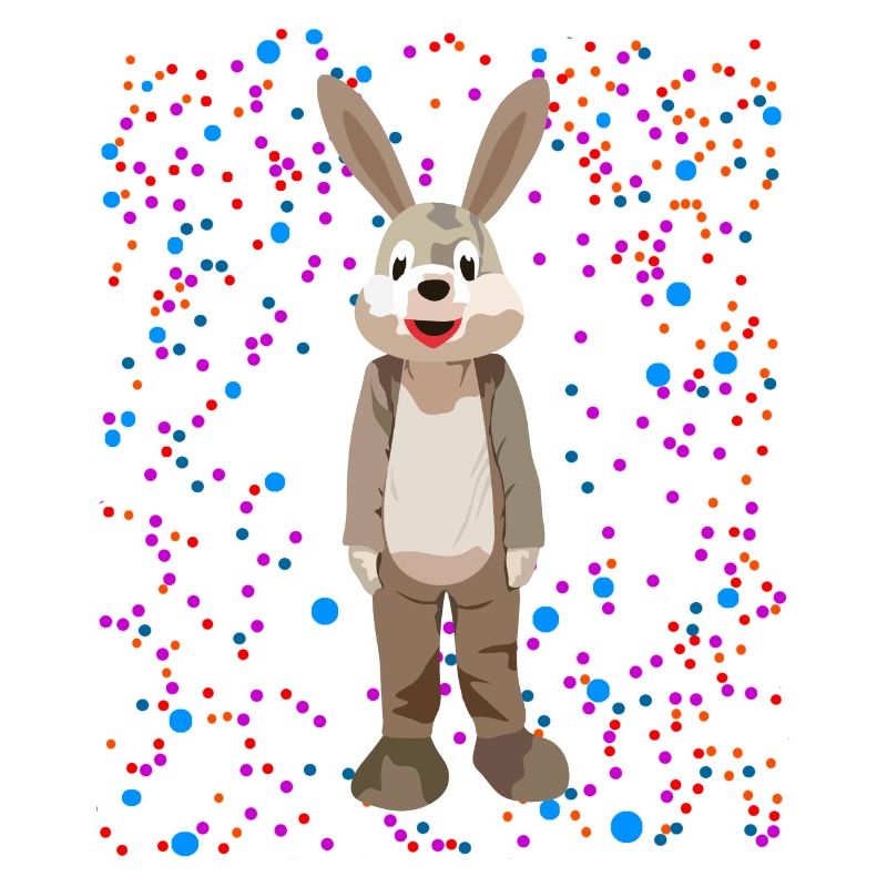 Un lapin avec un fond de points colorés cool