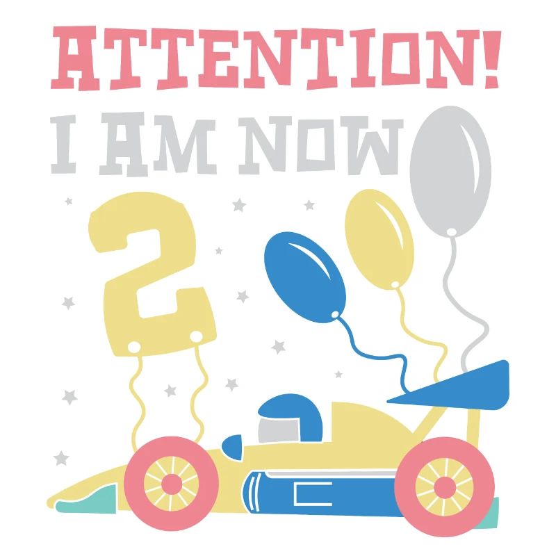 Achtung,ich bin 2 Auto Kinder Geburtstag Shirt