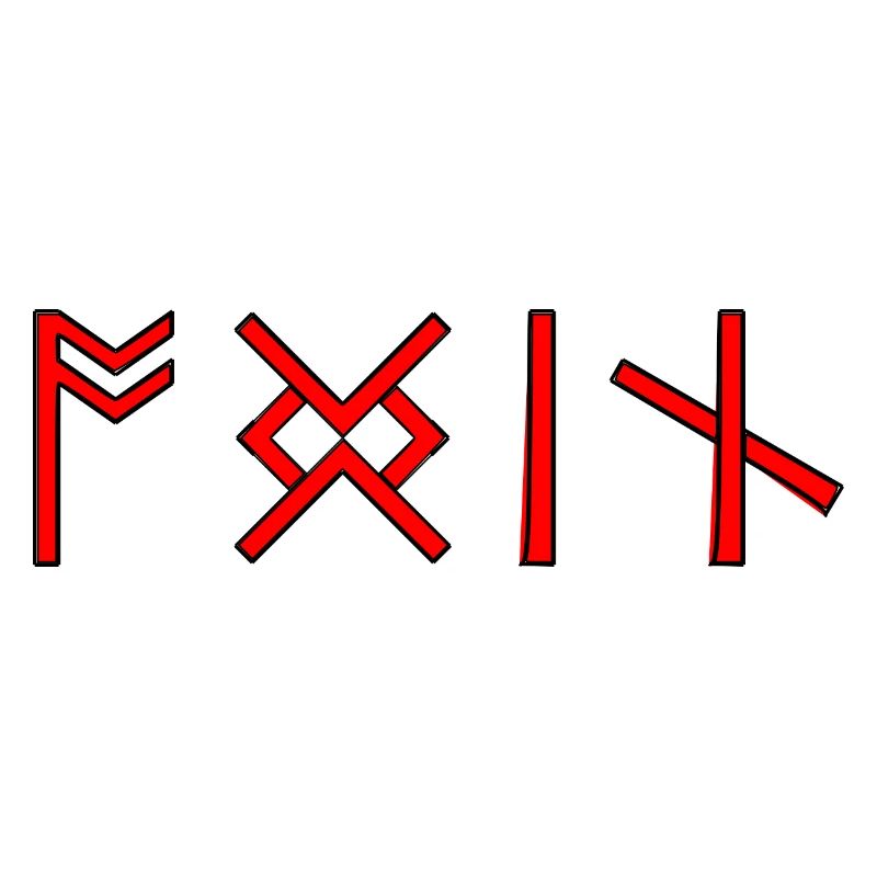 Odin runes font Germanic Vikings Celts red