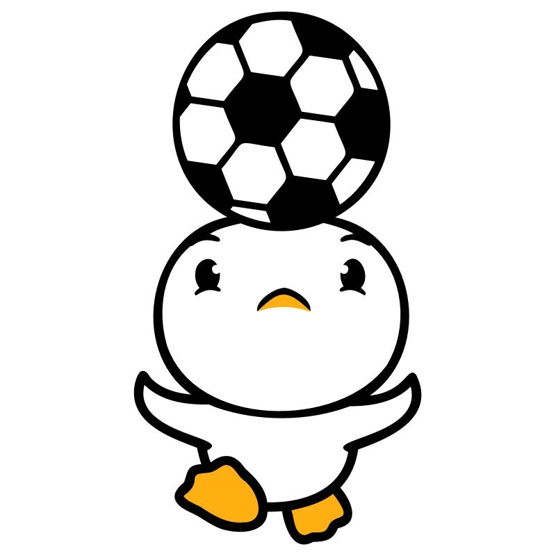 Duck Playing Soccer Header Ball Balancing Head