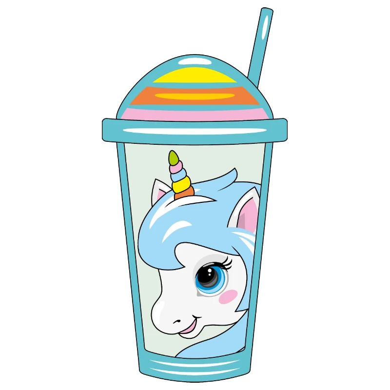 Plastic cup with dome and unicorn