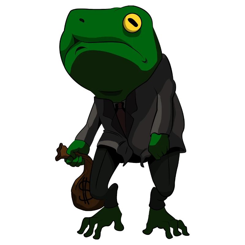 Grenouille comique de dessin animé avec de l'argent