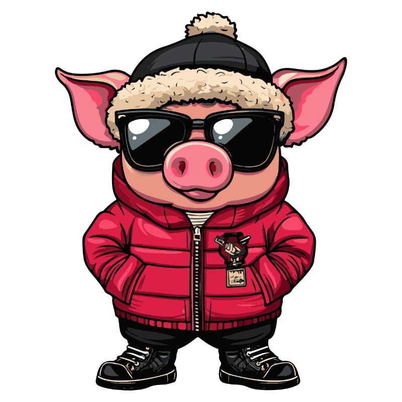 Schwein Winter Comic