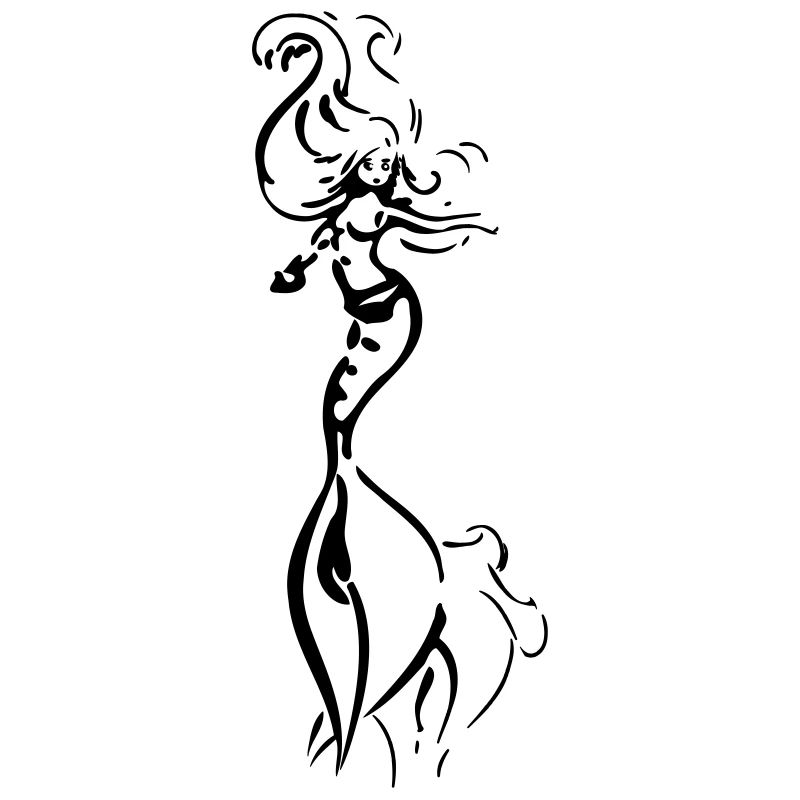 Black drawing mermaid