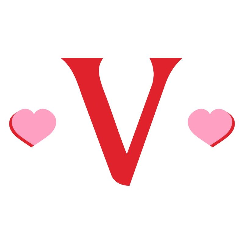 Buchstabe v rote Herzen