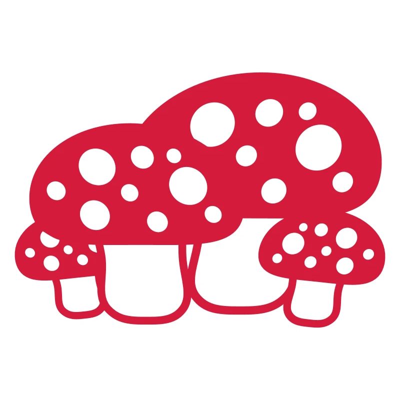 Many Mushrooms Red Dots Pattern Toadstool Fungus