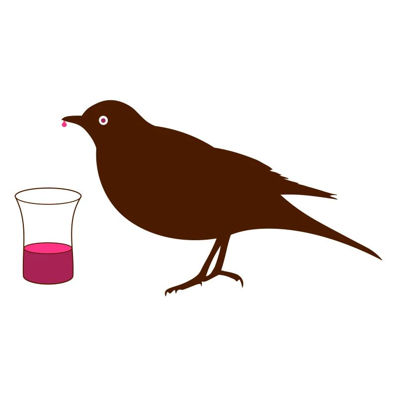Amsel mit Tropfen am Schnabel