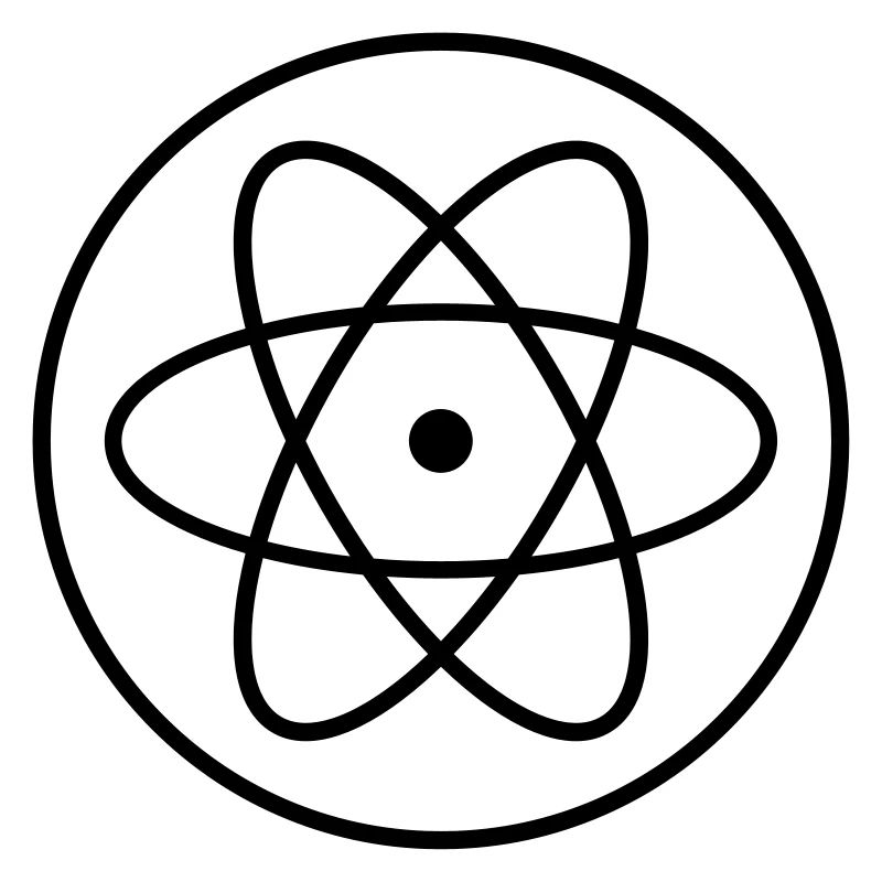 atom symbol researcher science laboratory circle logo