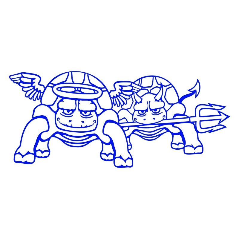 2 Turtles Conscience Team Devil Angel Evil Good