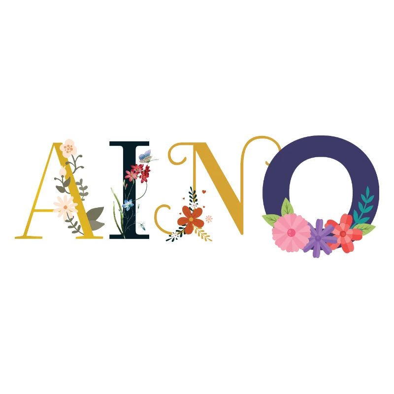 Nom AINO décoré de fleurs