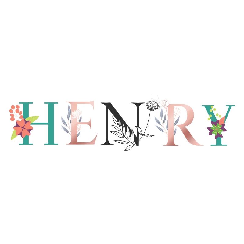 Art du nom HENRY avec fleurs brodées