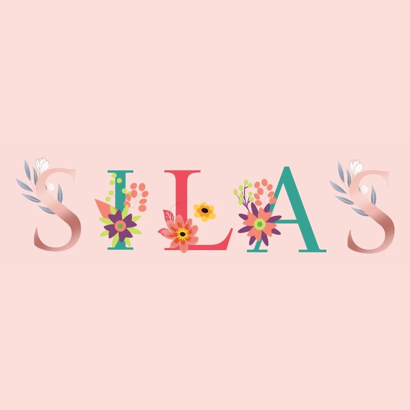 SILAS Name Art avec fleurs brodées