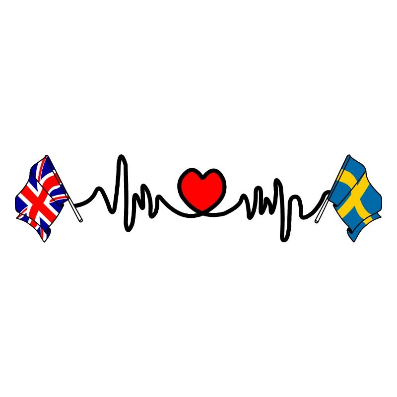 Cardio heart Drapeau Angleterre, drapeau Suède