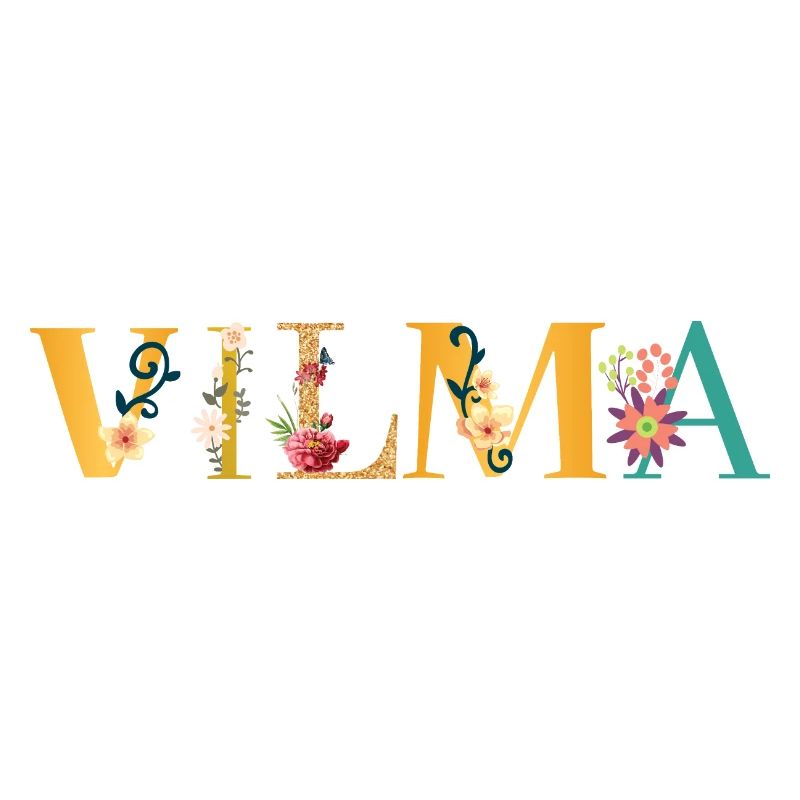 Le nom de VILMA est décoré de fleurs