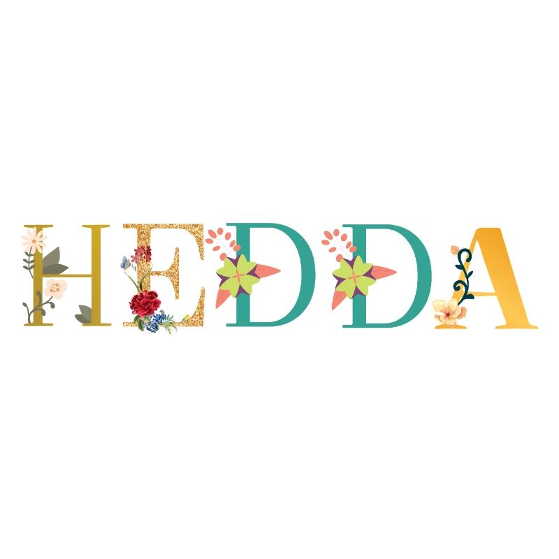 Le nom HEDDA est décoré de fleurs