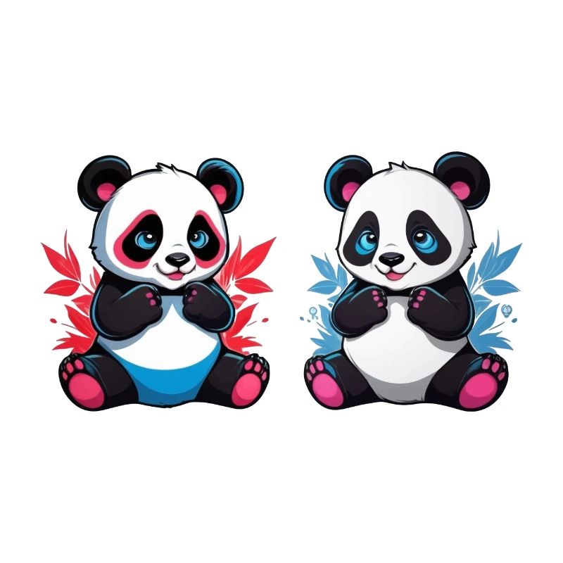 Frère et sœur panda