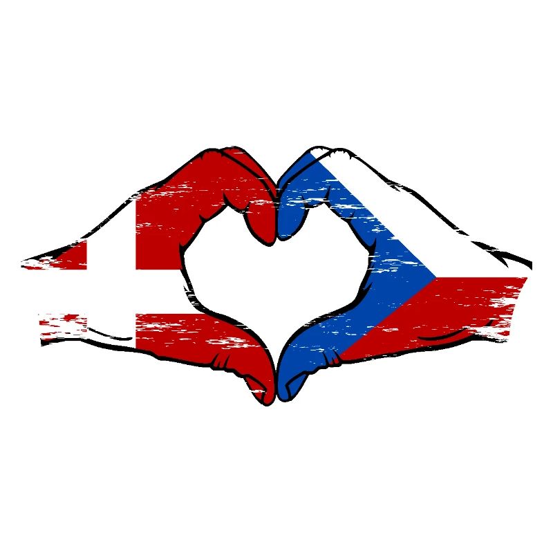 Danemark République tchèque drapeau mains coeur utilisé