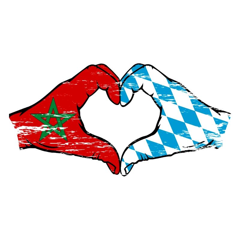 Maroc Bavaroise drapeau mains coeur forme utilisé